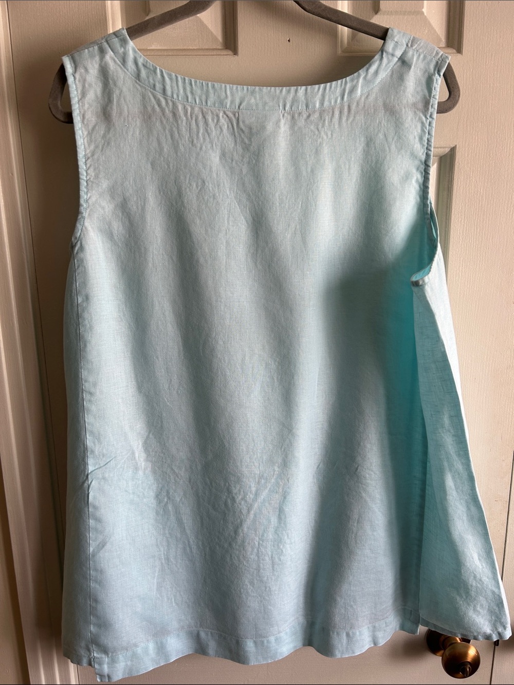J.Jill Sleeveless Linen Aqua Blue Top - Picture 5 of 7